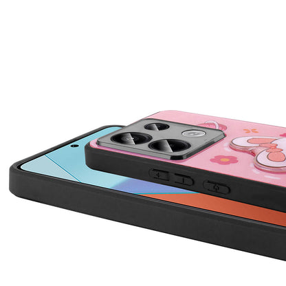 Xiaomi Redmi Note 13 Pro 5G Kılıf Parlayan Kabartmalı İkonik Figürlü Zore Amas Silikon Kapak Pembe