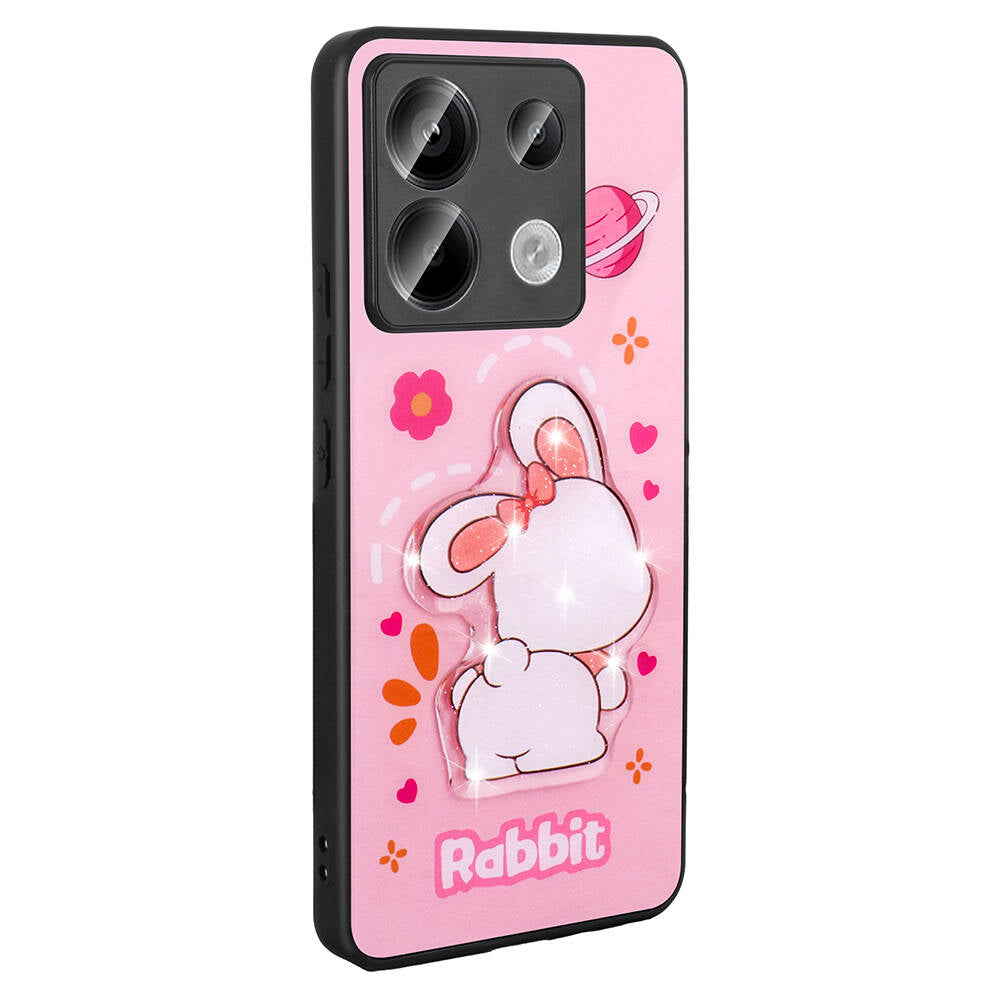 Xiaomi Redmi Note 13 Pro 5G Kılıf Parlayan Kabartmalı İkonik Figürlü Zore Amas Silikon Kapak Siyah