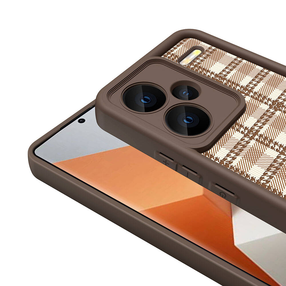 Xiaomi Redmi Note 13 Pro Plus 5G Kılıf Kamera Korumalı Baskılı Arka Yüzey Zore Klas Kapak Açık Kahve