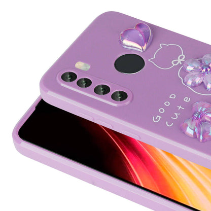 Xiaomi Redmi Note 8 Kılıf Kabartma Figürlü Parlak Zore Toys Silikon Kapak Pembe