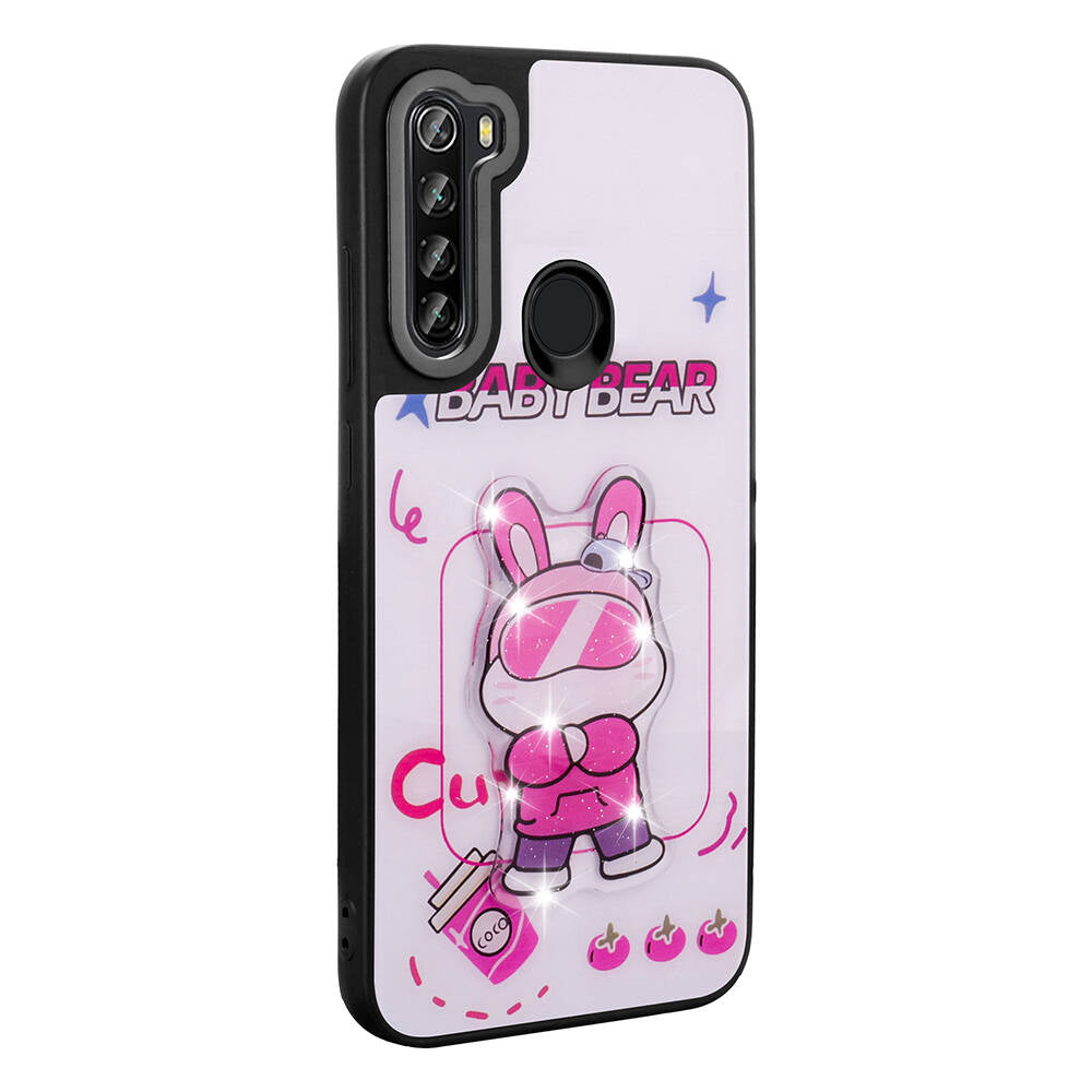 Xiaomi Redmi Note 8 Kılıf Parlayan Kabartmalı İkonik Figürlü Zore Amas Silikon Kapak Beyaz