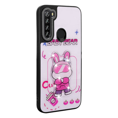 Xiaomi Redmi Note 8 Kılıf Parlayan Kabartmalı İkonik Figürlü Zore Amas Silikon Kapak Siyah