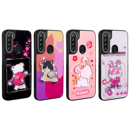 Xiaomi Redmi Note 8 Kılıf Parlayan Kabartmalı İkonik Figürlü Zore Amas Silikon Kapak Siyah