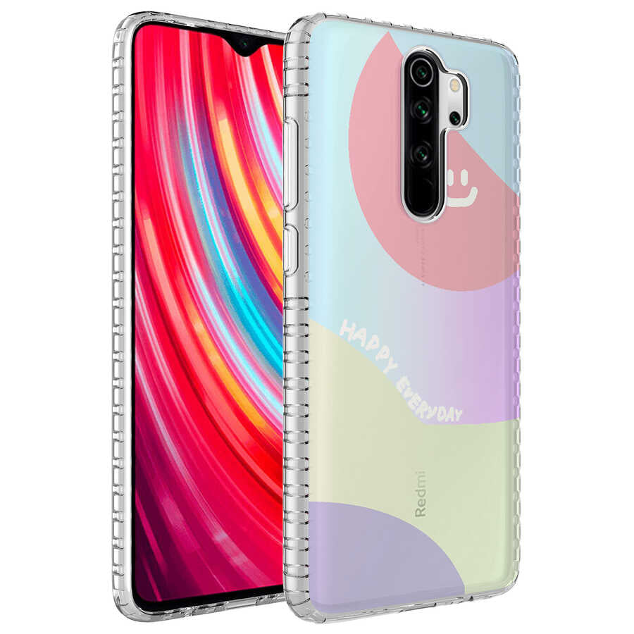 Xiaomi Redmi Note 8 Pro Kılıf Airbag Kenarlı Renkli Desenli Silikon Zore Elegans Kapak