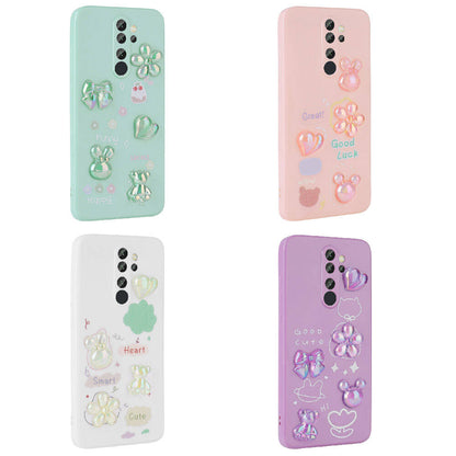 Xiaomi Redmi Note 8 Pro Kılıf Kabartma Figürlü Parlak Zore Toys Silikon Kapak Açık Yeşil