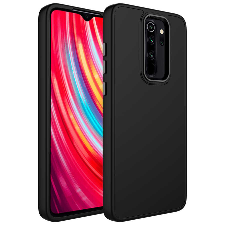 Xiaomi Redmi Note 8 Pro Kılıf Metal Çerçeve ve Buton Tasarımlı Silikon Zore Luna Kapak