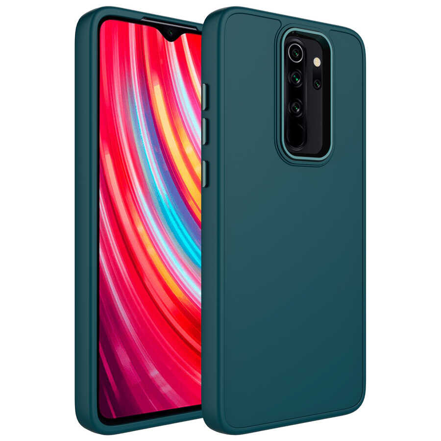 Xiaomi Redmi Note 8 Pro Kılıf Metal Çerçeve ve Buton Tasarımlı Silikon Zore Luna Kapak