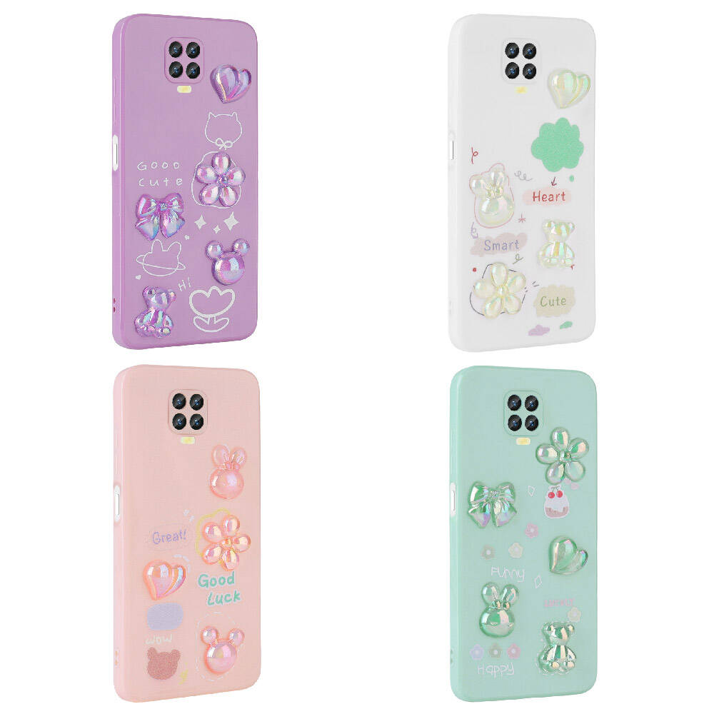 Xiaomi Redmi Note 9 Pro Kılıf Kabartma Figürlü Parlak Zore Toys Silikon Kapak Mor