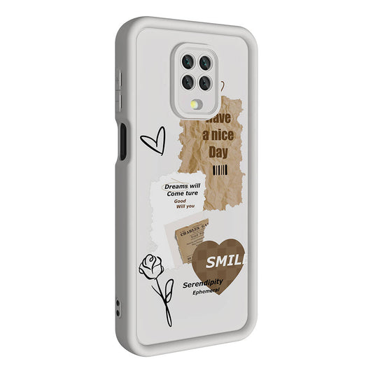 Xiaomi Redmi Note 9 Pro Kılıf Kamera Korumalı Baskılı Arka Yüzey Zore Klas Kapak Beyaz