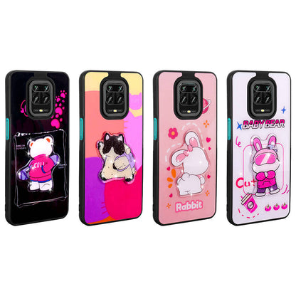 Xiaomi Redmi Note 9 Pro Kılıf Parlayan Kabartmalı İkonik Figürlü Zore Amas Silikon Kapak Beyaz