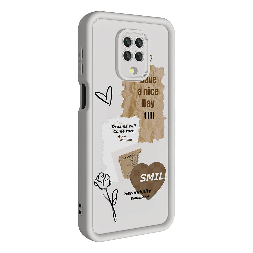 Xiaomi Redmi Note 9S Kılıf Kamera Korumalı Baskılı Arka Yüzey Zore Klas Kapak Beyaz