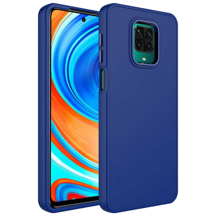 Xiaomi Redmi Note 9S Kılıf Metal Çerçeve ve Buton Tasarımlı Silikon Zore Luna Kapak