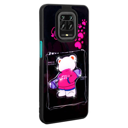 Xiaomi Redmi Note 9S Kılıf Parlayan Kabartmalı İkonik Figürlü Zore Amas Silikon Kapak Pembe