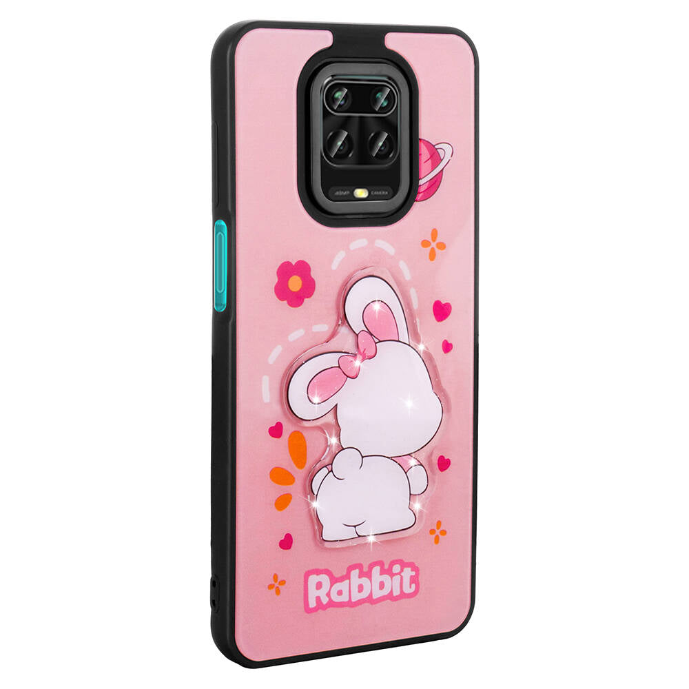 Xiaomi Redmi Note 9S Kılıf Parlayan Kabartmalı İkonik Figürlü Zore Amas Silikon Kapak Siyah