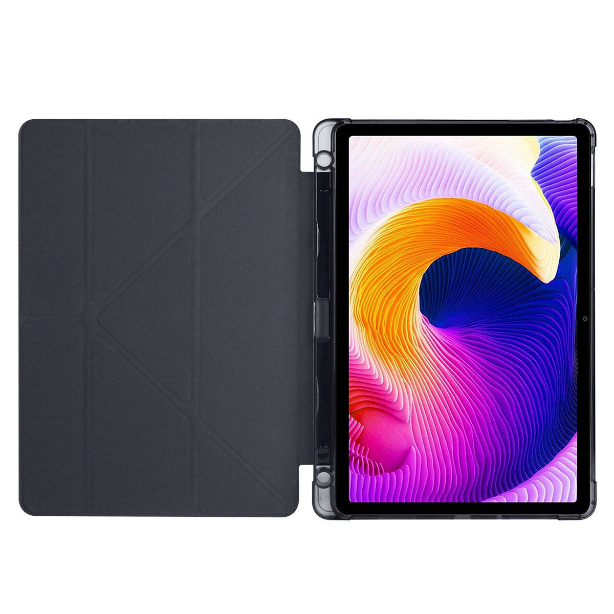Xiaomi Redmi Pad SE Kılıf Zore Tri Folding Kalem Bölmeli Standlı Kılıf Siyah