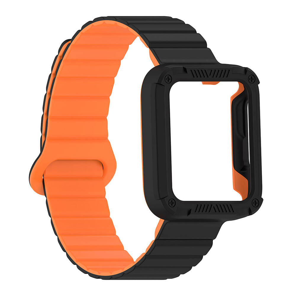 Xiaomi Redmi Watch 1 Silikon Kordon Zore KRD-105 Strap Kayış Gri-Turuncu