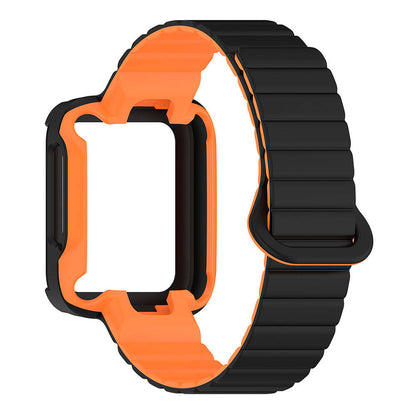 Xiaomi Redmi Watch 1 Silikon Kordon Zore KRD-105 Strap Kayış Koyu Kırmızı-Siyah