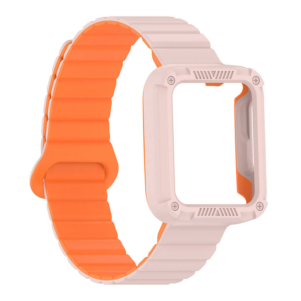Xiaomi Redmi Watch 1 Silikon Kordon Zore KRD-105 Strap Kayış Pembe-Turuncu