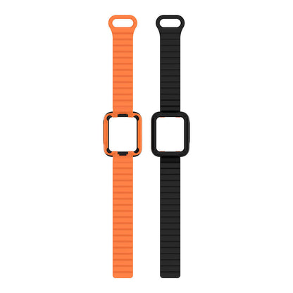 Xiaomi Redmi Watch 2 Silikon Kordon Zore KRD-105 Strap Kayış Koyu Kırmızı-Siyah
