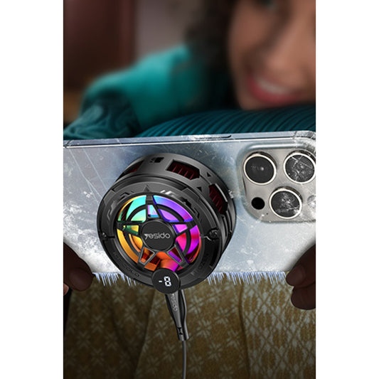 Yesido C226 Dijital Sıcaklık Göstergeli RGB Işıklı Radyatör Telefon Soğutucu Fan