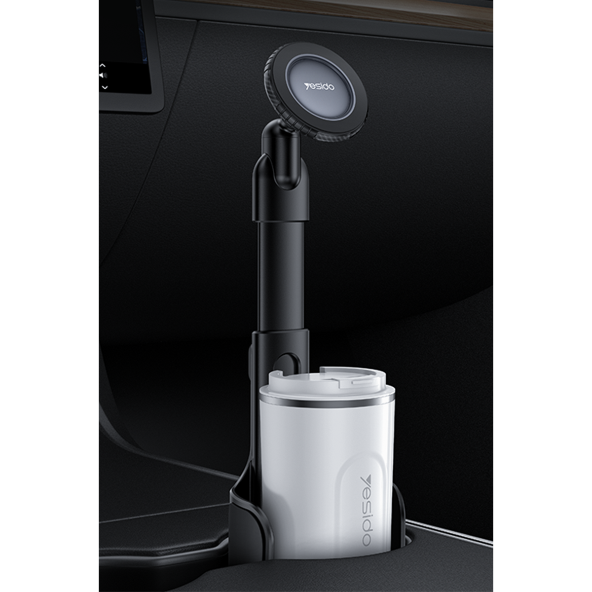 Yesido C230 Ayarlanabilir Yükseklikli 360 Derece Dönen 16 Mıknatıslı Bardaklıklı Magsafe Araç Tutucu