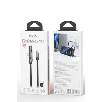 Yesido CA207 60W Type-C to Type-C Standlı Örgülü Hızlı Şarj ve Data Kablosu