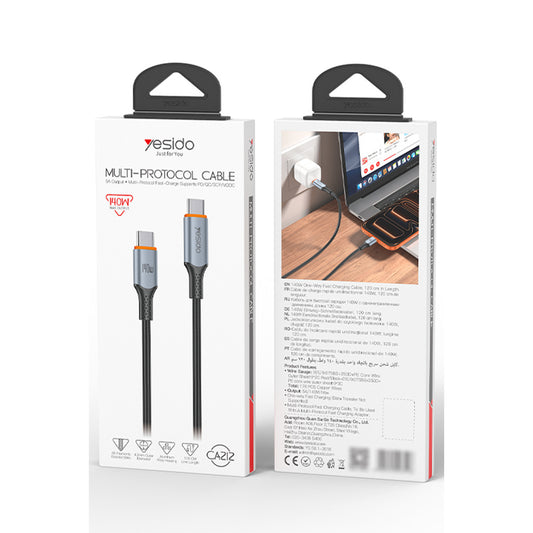Yesido CA212 1M 140W Type-C to Type-C PPS Destekli Hızlı Şarj Kablosu