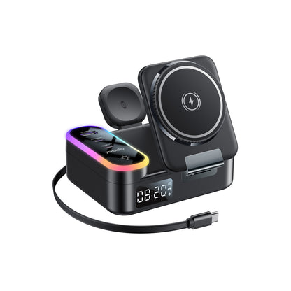 Yesido DS38 8in1 Katlanabilir Dijital Saat Göstergeli 65W Kablosuz Şarj Destekli Masaüstü Kablosuz Şarj Standı