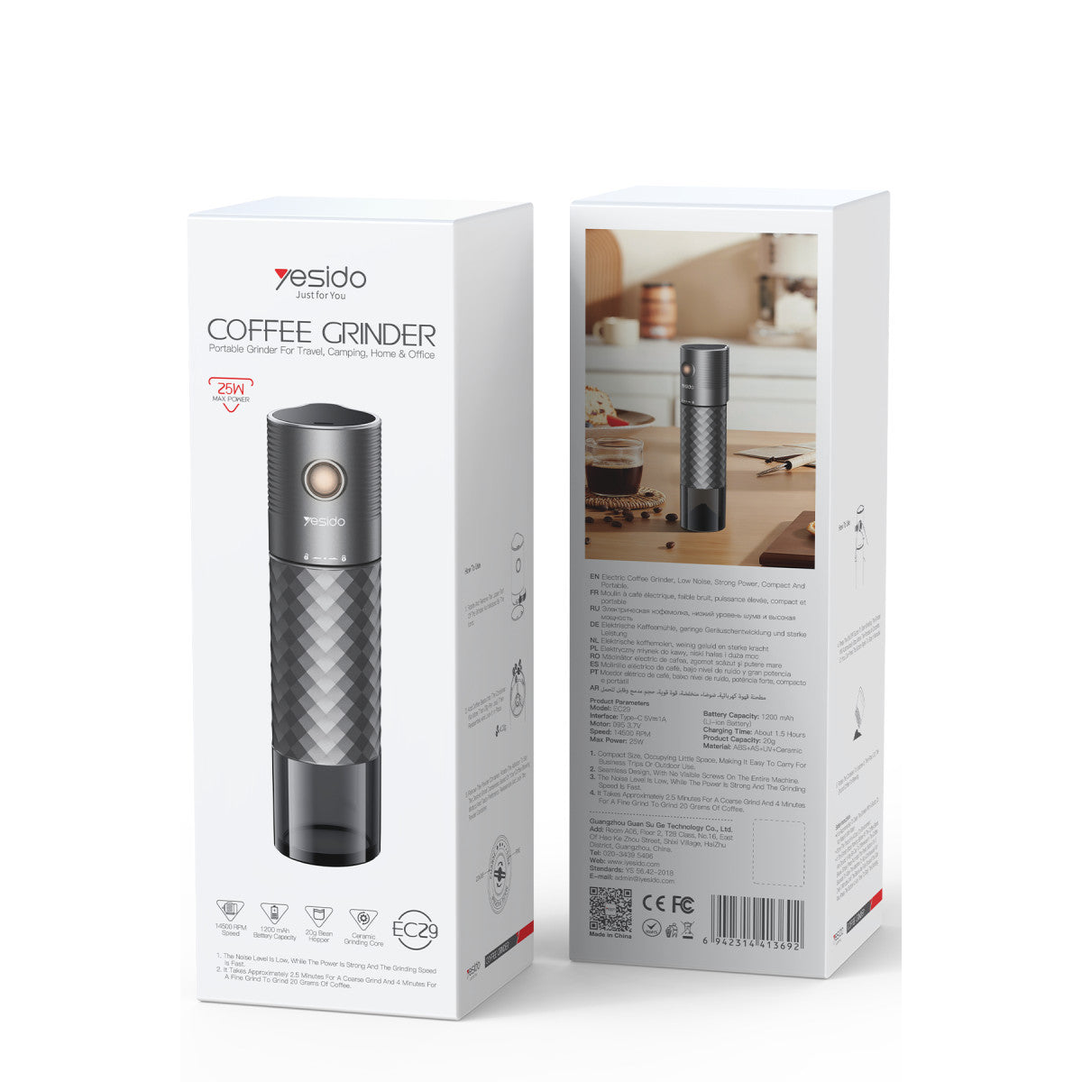 Yesido EC29 Şarjlı Taşınabilir Kahve Öğütücü