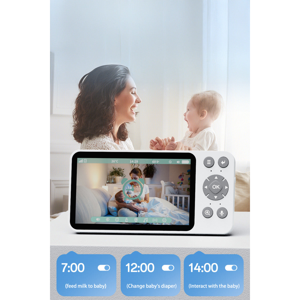 Yesido KM28 Ağlama Tespit ve Gece Görüş Özellikli 1080P Wifi Monitörlü Akıllı Bebek Takip Kamerası