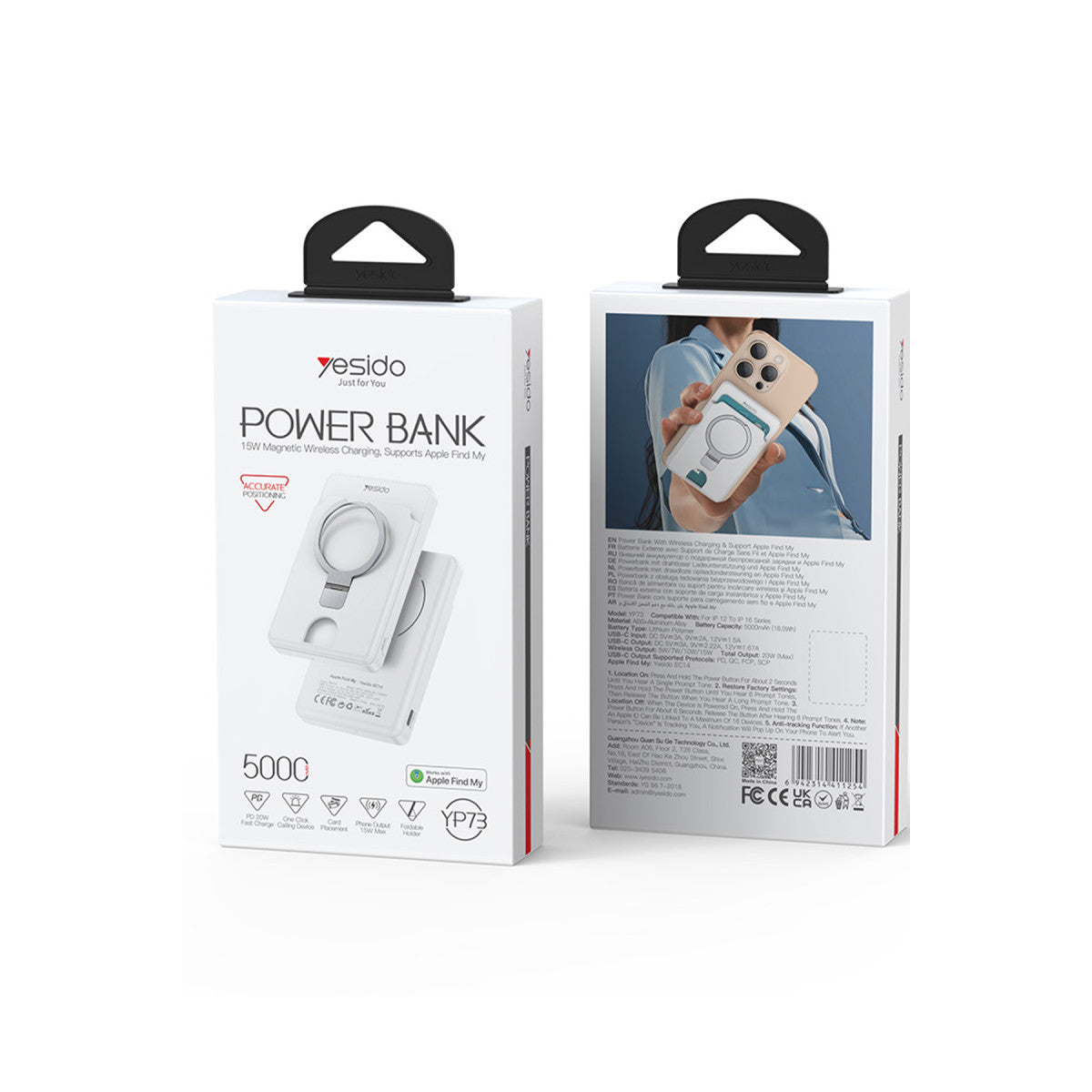 Yesido YP73 Apple Beni Bul Özellikli 5.000 mAh Kablosuz Magsafe Powerbank