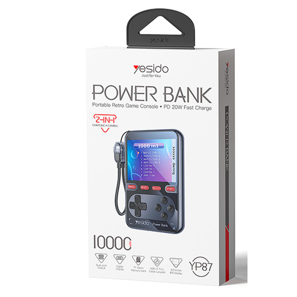 Yesido YP87 Dahili Retro Oyun Konsollu 10.000 mAh 2in1 20W PD Hızlı Şarj Powerbank