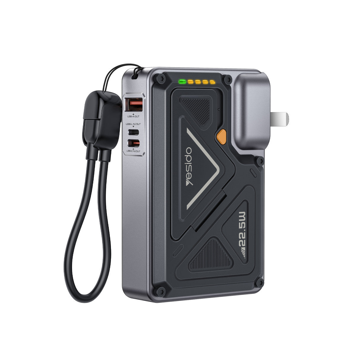 Yesido YP89 Akım Korumalı ve Stantlı 10.000 mAh 5in1 22.5W PD ve 15W Kablosuz Hızlı Şarj Destekli Magsafe Powerbank