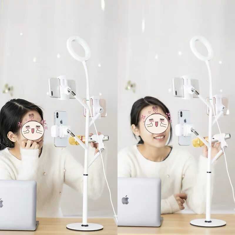 Zore Professional Live Stream Işıklı Telefon Tutucu Ring Light Siyah