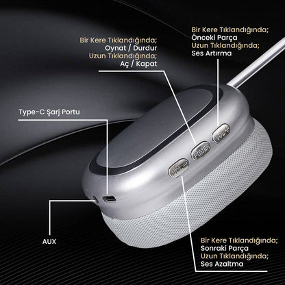 Zore B35 Ayarlanabilir ve Katlanabilir Kulak Üstü Bluetooth Kulaklık Kırmızı