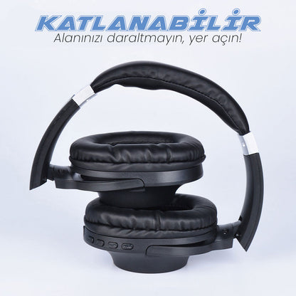 Zore BT850 Ayarlanabilir ve Katlanabilir 90 Derece Dönebilen Kulak Üstü Bluetooth Kulaklık Krem
