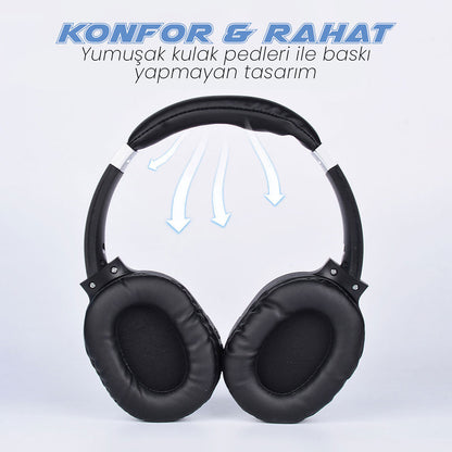 Zore BT850 Ayarlanabilir ve Katlanabilir 90 Derece Dönebilen Kulak Üstü Bluetooth Kulaklık Krem