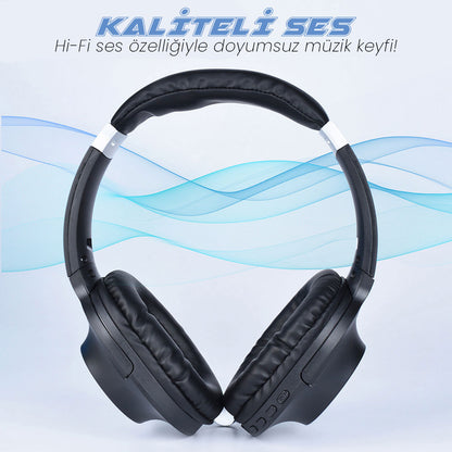 Zore BT850 Ayarlanabilir ve Katlanabilir 90 Derece Dönebilen Kulak Üstü Bluetooth Kulaklık Siyah