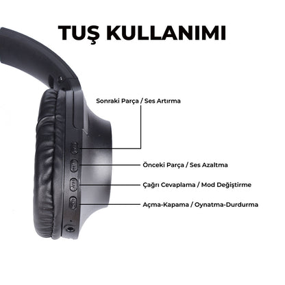 Zore BT850 Ayarlanabilir ve Katlanabilir 90 Derece Dönebilen Kulak Üstü Bluetooth Kulaklık Krem