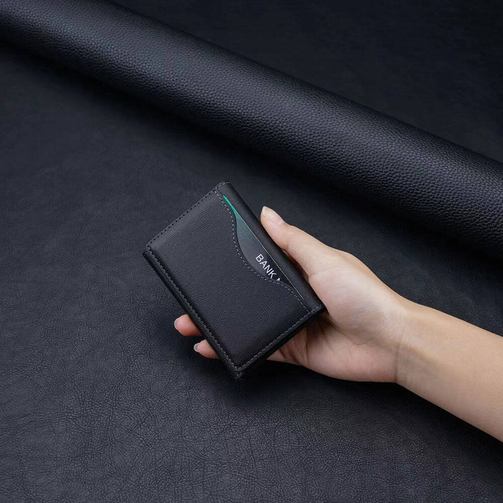 Zore CRD-04 Suni Deri Görünümlü 5 Hazneli Magnetik Kartlık Siyah