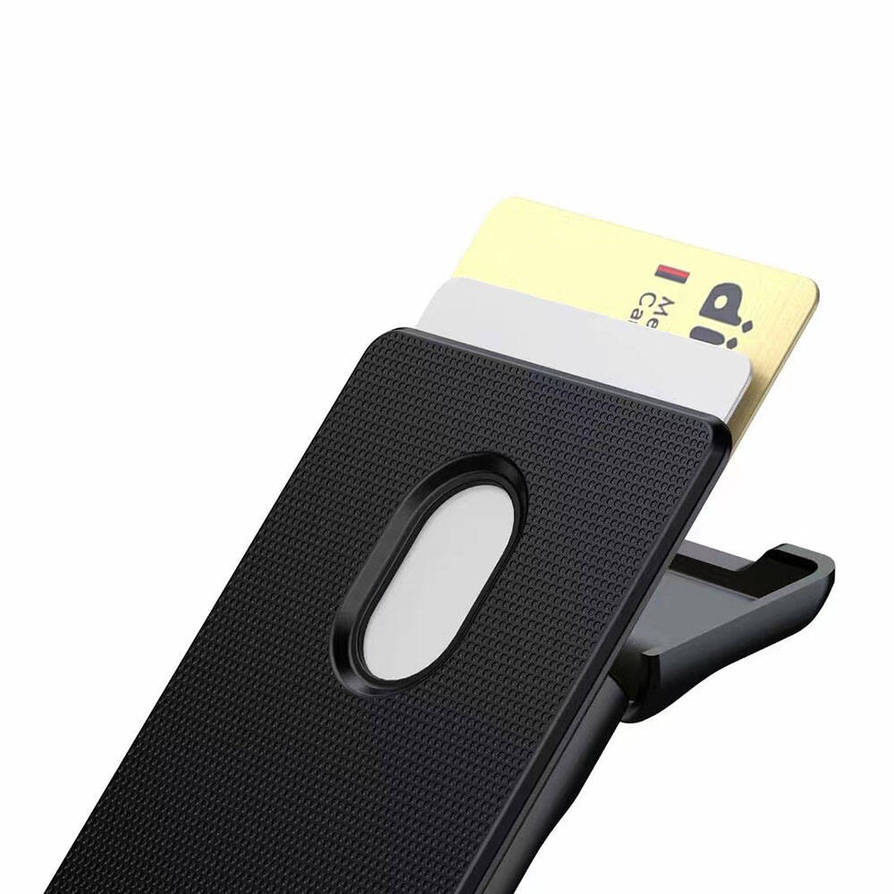 Zore CRD-05 Sade Tasarımlı 2 Hazneli PU Magnetik Standlı Kartlık Siyah