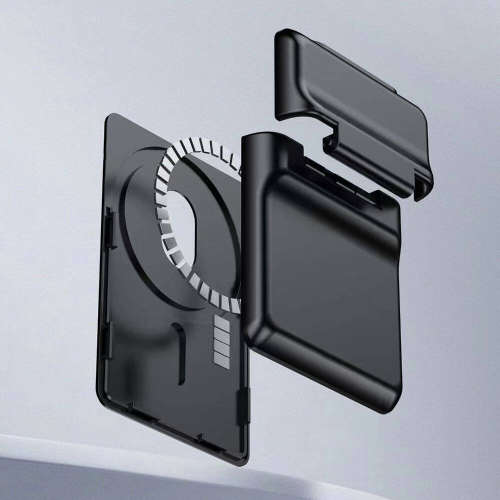 Zore CRD-05 Sade Tasarımlı 2 Hazneli PU Magnetik Standlı Kartlık Siyah