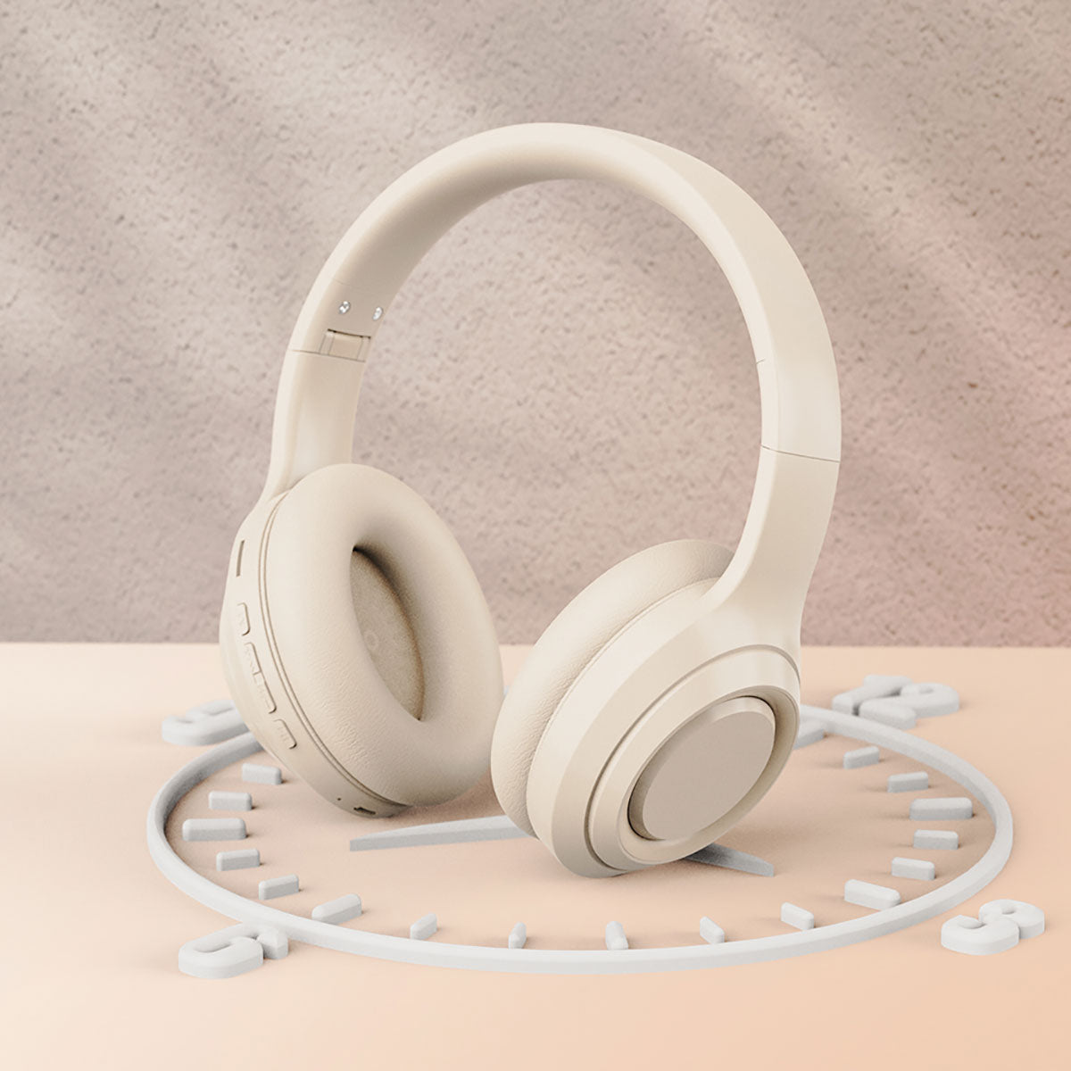 Zore DR-58 Ayarlanabilir ve Katlanabilir Kulak Üstü Bluetooth Kulaklık Krem