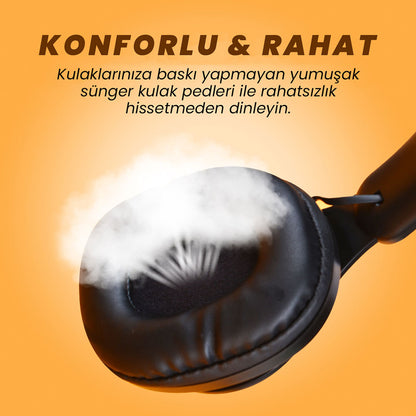 Zore M6 Plus Ayarlanabilir ve Katlanabilir Kulak Üstü Bluetooth Kulaklık Siyah