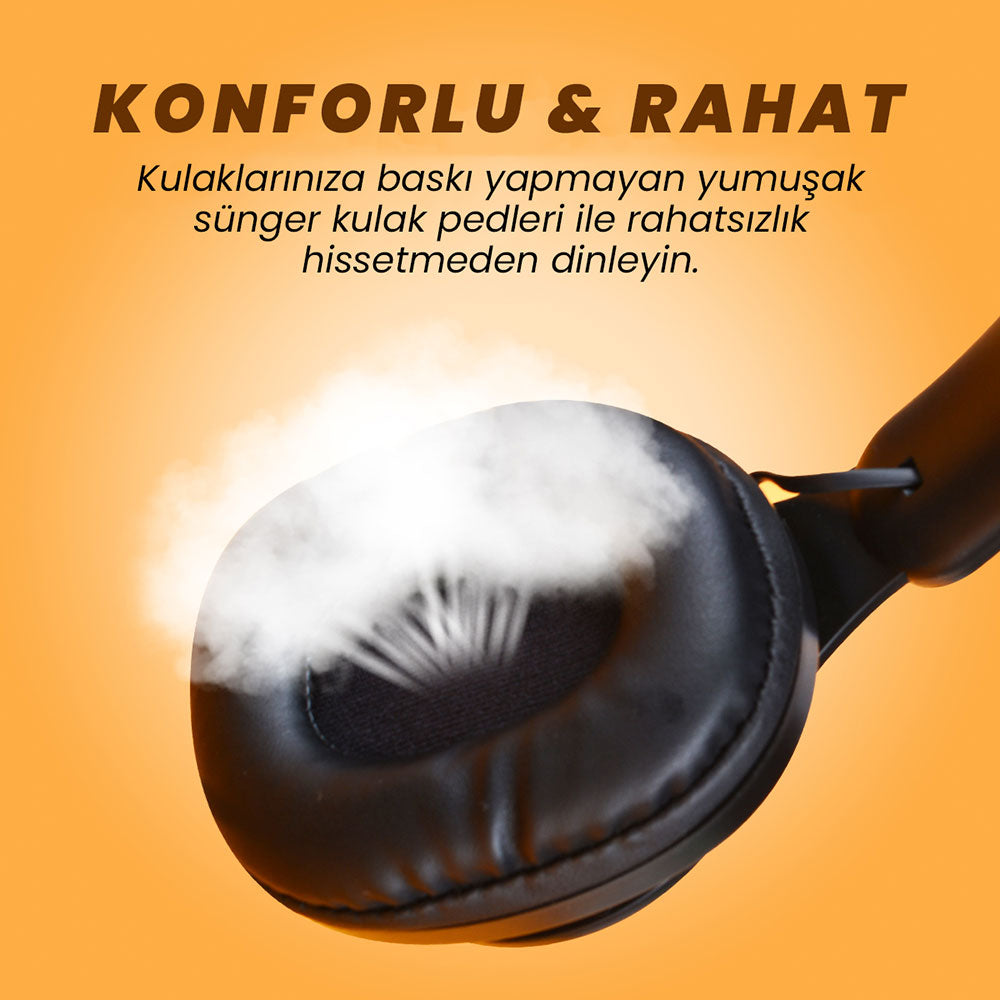 Zore M6 Plus Ayarlanabilir ve Katlanabilir Kulak Üstü Bluetooth Kulaklık Mor