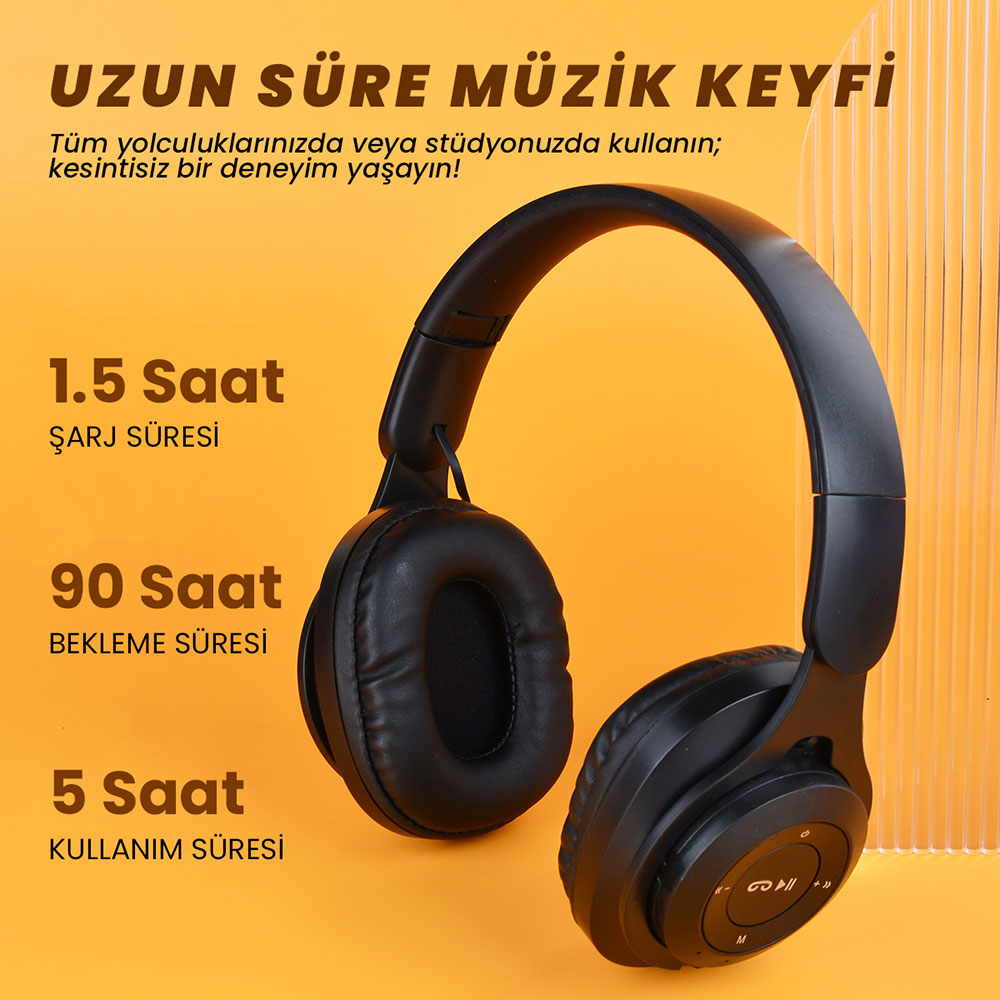 Zore M6 Plus Ayarlanabilir ve Katlanabilir Kulak Üstü Bluetooth Kulaklık Mor