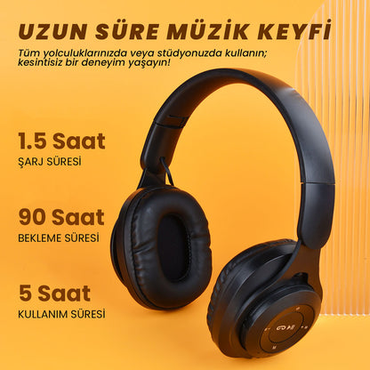 Zore M6 Plus Ayarlanabilir ve Katlanabilir Kulak Üstü Bluetooth Kulaklık Mor