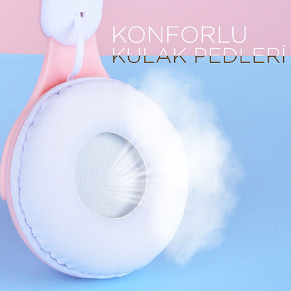 Zore M6 Pro Ayarlanabilir ve Katlanabilir Kulak Üstü Bluetooth Kulaklık Pembe