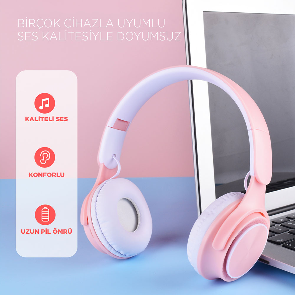 Zore M6 Pro Ayarlanabilir ve Katlanabilir Kulak Üstü Bluetooth Kulaklık Siyah