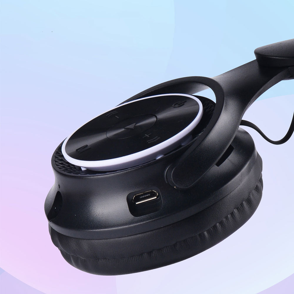 Zore M6 Pro Cat RGB Led Işıklı Kedi Kulağı Band Tasarımlı Ayarlanabilir ve Katlanabilir Kulak Üstü Bluetooth Kulaklık Mavi